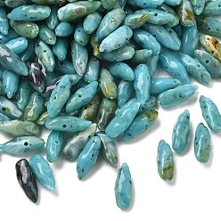 Teal Two Tone Imitation Gemstone Style Acrylic Beads, Teardrop, Teal, 18~18.5x6.5~7x7mm, Hole: 1.4mm, about 1140pcs/500g
