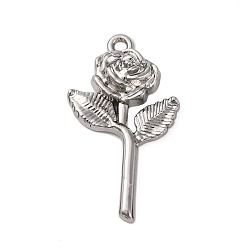 Платина Подвески из сплава , цветок, без свинца и без кадмия, платина, 30x17x4 мм, отверстие : 1.8 мм