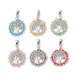 (52) Непрозрачная лаванда 6шт. подвески из стеклянного бисера «Дерево жизни», Сплав с поиска, разноцветные, 21.5x21.5x2 мм, отверстие : 5x4 мм