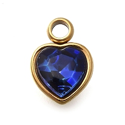 Капри Синий 304 из нержавеющей стали с горный хрусталь подвески, ионное покрытие (ip), сердце, Капри синий, 9.5x6.5x4.5 мм, отверстие : 1.6 мм