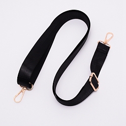 Black Adjustable Polyester Shoulder Straps, with Zinc Swivel Clasps, for Bag Straps Replacement Accessories, Light Gold, Black, 729x25.5~36mm