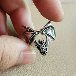 Античное Серебро Регулируемые кольца для пальцев с изображением летучих мышей из сплава, античное серебро, внутренний диаметр: регулируемый
