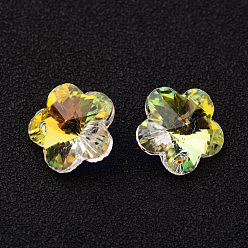 Clear Flower Faceted K9 Glass Charms, Imitation Austrian Crystal, Clear, 10x10x5mm, Hole: 1mm