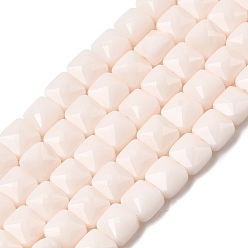 Лавандовый румянец Непрозрачное стекло бисер нитей, квадратный, граненые, лавандовый румянец, 5.5~6x6x4~4.5 мм, отверстие : 1 мм, около 100 шт / нитка, 22.44~22.56 (57~57.3 см)