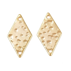 Rhombus Латунные текстурированные геометрические подвески-соединители, реальный 18 k позолоченный, долговечный, без никеля , ромб, 15x8.5x0.5 мм, отверстие : 1 мм
