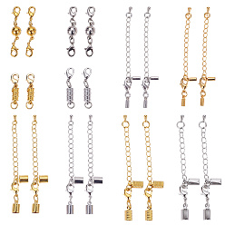 Platin & golden DIY Schmuckzubehör, mit Messingenden mit Verlängerungskette, Messing Magnetschließen, Platin & golden, 17x6 mm