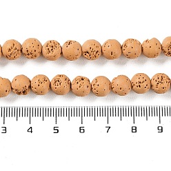 Sandy Brown Synthetic Lava Rock Dyed Beads Strands, Round, Sandy Brown, 7.5~8mm, Hole: 1mm, about 50pcs/strand, 14.88''(37.8cm)