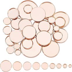 Rose Gold 36Pcs 9 Style 304 Stainless Steel Cabochon Settings, Plain Edge Bezel Cups, Flat Round, Rose Gold, 4pcs/style, 36pcs/box