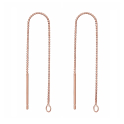 Розовое Золото 925 Результаты серьги стерлингового серебра, ушные резьбы, коробка цепи, розовое золото , 68~70x0.65 мм, отверстие : 1~2 мм