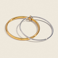 Позолоченный и Цвет Нержавейки 304 двухслойные простые браслеты из нержавеющей стали для женщин, настоящее золото и нержавеющая сталь, внутренний диаметр: 2.28 дюйм (5.8 см)