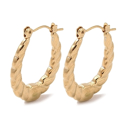 Золотой Овальные серьги-кольца из нержавеющей стали для женщин, с 201 штифта из нержавеющей стали, золотые, 304 мм