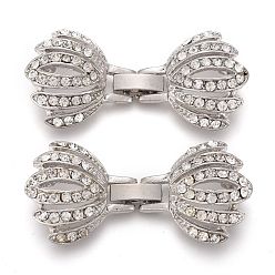 Платина Сплав горный хрусталь раз по сравнению с застежками, цветок, кристалл, платина, 45x20x18 мм, отверстие : 1.2 мм