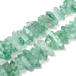 Средний Морско-зеленый Натуральный хрустят кварц бисер пряди, окрашенные, самородки, средний морской зеленый, 13~31x7~12x7~12 мм, отверстие : 1.2 мм, около 52~53 шт / нитка, 15.75''~15.94'' (40~40.5 см)