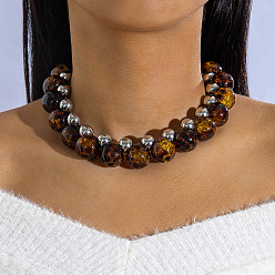 Круглые Ожерелья из сплавов, пластика и стекла, а также с бусинами из CCB-пластика., круглые, 14.57 дюйм (37 см), удлинитель 50мм