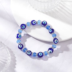Синий Браслеты из стекла и бусин ручной работы от сглаза, эластичные, для мужчин и женщин, синие, внутренний диаметр: 2-1/8 дюйм (5.5 см)