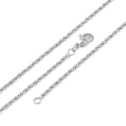 Platinum Brass Rope Chain Necklaces, Platinum, 23.62 inch(60cm)