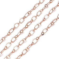 Roségold Messing figaro Ketten, gelötet, mit Spule, ovale und runde Gliederketten, Roségold, 5.5x0.5 mm, ca. 82.02 Fuß (25 m)/Rolle