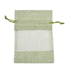 Темный Морско-зеленый Пакеты для упаковки в хлопок, шнурок сумки, с лентами из органзы, темно-зеленый, 18.3x13x0.35 см