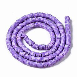 Medium Purple Handmade Polymer Clay Beads Strands, for DIY Jewelry Crafts Supplies, Heishi Beads, Disc/Flat Round, Medium Purple, 6x0.5~1mm, Hole: 1.8mm, about 320~447pcs/strand, 15.75 inch~16.14 inch(40~41cm)