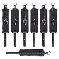 Black PU Leather Pendant Decorations, Rectangle, Black, 149x24x6.5mm, Hole: 10mm