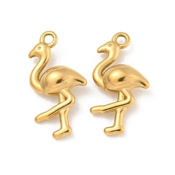 Настоящее золото 18K Ионное покрытие (ip) 304 подвески из нержавеющей стали, прелести фламинго, реальный 18 k позолоченный, 18.5x10x4 мм, отверстие : 1.4~1.5 мм