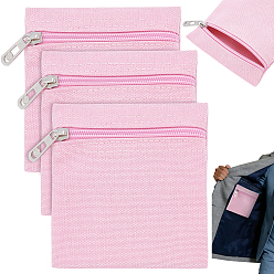 Pink Sacs à fermeture éclair en toile, carrée, avec des fers en alliage pour la couture de vêtements, rose, 12x11x0.2 cm