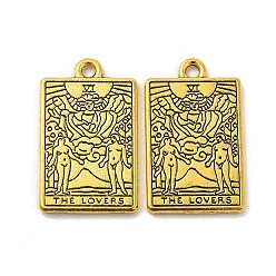 Античное Золото Стойки подвески обшивки сплава, без кадмия, без никеля и без свинца, Таро прелести, любовники vi, 23x14x1.5 мм, отверстие : 1.8 мм