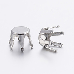 Stainless Steel Color 304 Stainless Steel Rhinestone Claw Settings, Stainless Steel Color, Fit for 7.5mm Rhinestone, 8x6mm