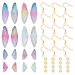 (52) Непрозрачная лаванда Наборы для самостоятельного изготовления сережек-крыльев, включая подвески из смолы, железные крючки для сережек и латунные соединительные кольца, разноцветные, 5x1 мм