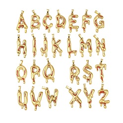 Золотой 304 нержавеющей стальной эмали подвески, 26 буквы, золотые, 26.5~27.5x5.5~17x2.8~3.3 мм, отверстие : 4.5x3 мм