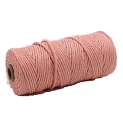 Pink Cotton String Threads, Macrame Cord, Decorative String Threads, for DIY Crafts, Gift Wrapping and Jewelry Making, Pink, 4mm, about 109.36 Yards(100m)/Roll