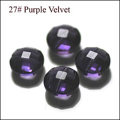 Индиго Имитация Австрийские кристаллические шарики, класс AAA, граненые, плоско-круглые, индиговые, 8x4.5 мм, отверстие : 0.9~1 мм