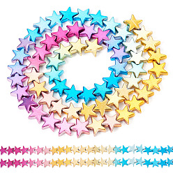 (52) Непрозрачная лаванда 2 нити градиентного цвета с гальваническим покрытием синтетические немагнитные гематитовые бусины нити, звезда, разноцветные, 9x8.5x2~2.5 мм, отверстие : 0.6 мм, около 60 шт / нитка, 15.94'' (40.5 см)