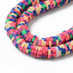 Colorful Handmade Polymer Clay Beads Strands, for DIY Jewelry Crafts Supplies, Heishi Beads, Disc/Flat Round, Colorful, 6x0.5~1mm, Hole: 1.8mm, about 320~447pcs/strand, 15.75 inch~16.14 inch(40~41cm)