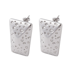 Платина Латунь серьги, трапециевидные, платина, 26.5x18 мм