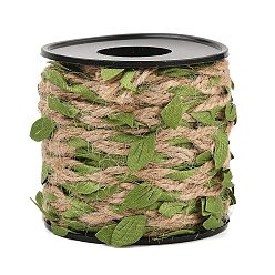 Светло-зеленый Коричневый Плетеный джутовый шнур, шнур для отделки листьев из полиэфирной ткани, с катушкой, оливковый, 6~25 мм, около 10.94 ярдов (10 м) / рулон