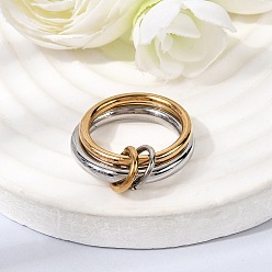 Золотой & Цвет Нержавеющей Стали 304 палец кольца из нержавеющей стали, ионное покрытие (ip), золотые и нержавеющая сталь цвет, размер США 7 (17.3 мм)