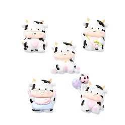 Белый Непрозрачная смола декодирует кабошоны, Мультяшная корова смешанной формы, белые, 27x27x8 мм