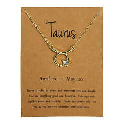 Телец Ожерелья из сплава с кристаллами и стразами в виде созвездия для женщин, золотые, Телец, 14.96 дюйм (38 см)