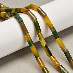 Желтый Окрашенные естественный агат бисер пряди, колонка, желтые, 15.5~16x6~6.5 мм, отверстие : 1 мм, около 24~25 шт / нитка, 14.96~15.35'' (38~39 см)