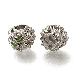 Платина Наберешь покрытие эмали сплава европейские шарики, бусины с большим отверстием, круглый со стрекозой, платина, 12x11x9.5 мм, отверстие : 5 мм