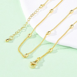 Настоящее золото 18K Латунные спутниковые цепочки ожерелья для женщин, 304 из нержавеющей стали застежкой омар, стойки покрытие, без свинца и без кадмия, долговечный, реальный 18 k позолоченный, 17.91 дюйм (45.5 см)