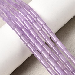 Фиолетовый Бусины из натурального белого нефрита, колонка, окрашенные, фиолетовые, 8~8.5x4 мм, отверстие : 0.8 мм, около 46~47 шт / нитка, 15.35''~15.55'' (39~39.5 см)