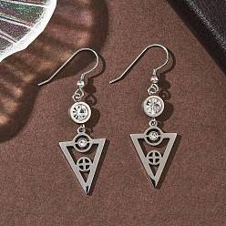 Нержавеющая Сталь Цвет 304 треугольные серьги-подвески из нержавеющей стали, цвет нержавеющей стали, 51x15 мм