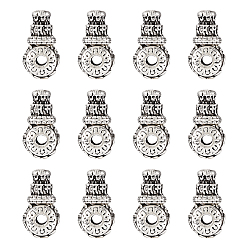 Античное Серебро Тибетский сплава типа 3 отверстие гуру шарики, T-просверленные бусы, тыква с ом мани падме хум, античное серебро, 18 мм, бусина : 10x9 mm, отверстие : 3 мм, башня: 9x8мм. отверстие: 2мм, 2 шт / комплект