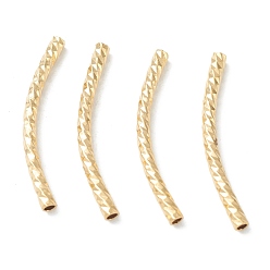 Настоящее золото 24K Бисера латунной трубки, долговечный, изогнутые бусины, трубка, реальный 24 k позолоченный, 25x2 мм, отверстие : 1.2 мм