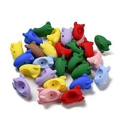 Mixed Color Rubberized Style Opaque Acrylic Beads, Rocket, Mixed Color, 22x31x30mm, Hole: 2.7mm