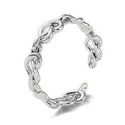 Platinum Brass Open Cuff Rings for Women, Heart Knot, Platinum, Inner Diameter: 16mm