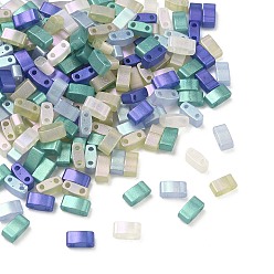 (52) Непрозрачная лаванда Стеклянные подвески-слайды, прямоугольные, разноцветные, 5x2.5x2 мм, отверстие : 0.8 мм, около 200 шт / упаковка