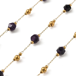 Аметист Ионное покрытие (ip) 304 цепи из нержавеющей стали, с естественным аметист, пайки, без кадмия и без свинца, с катушкой, 2~6 мм